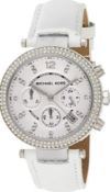 Michael Kors MK2277 Ladies Parker White Leather Strap quartz Chronograph Designer Watch