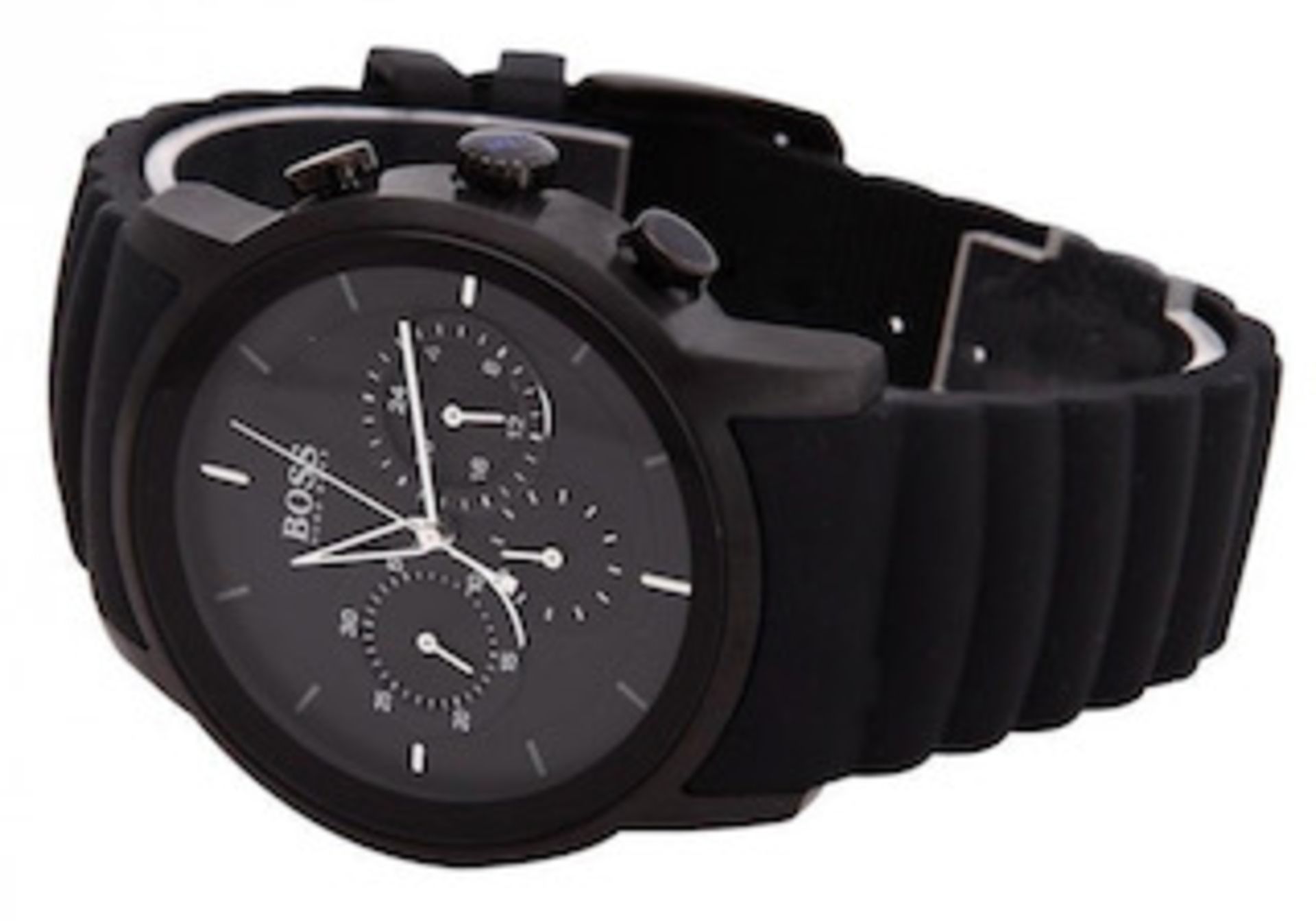 Hugo Boss 1512639 Men's All Black Rubber Strap Quartz Chronograph Watch - Image 5 of 7