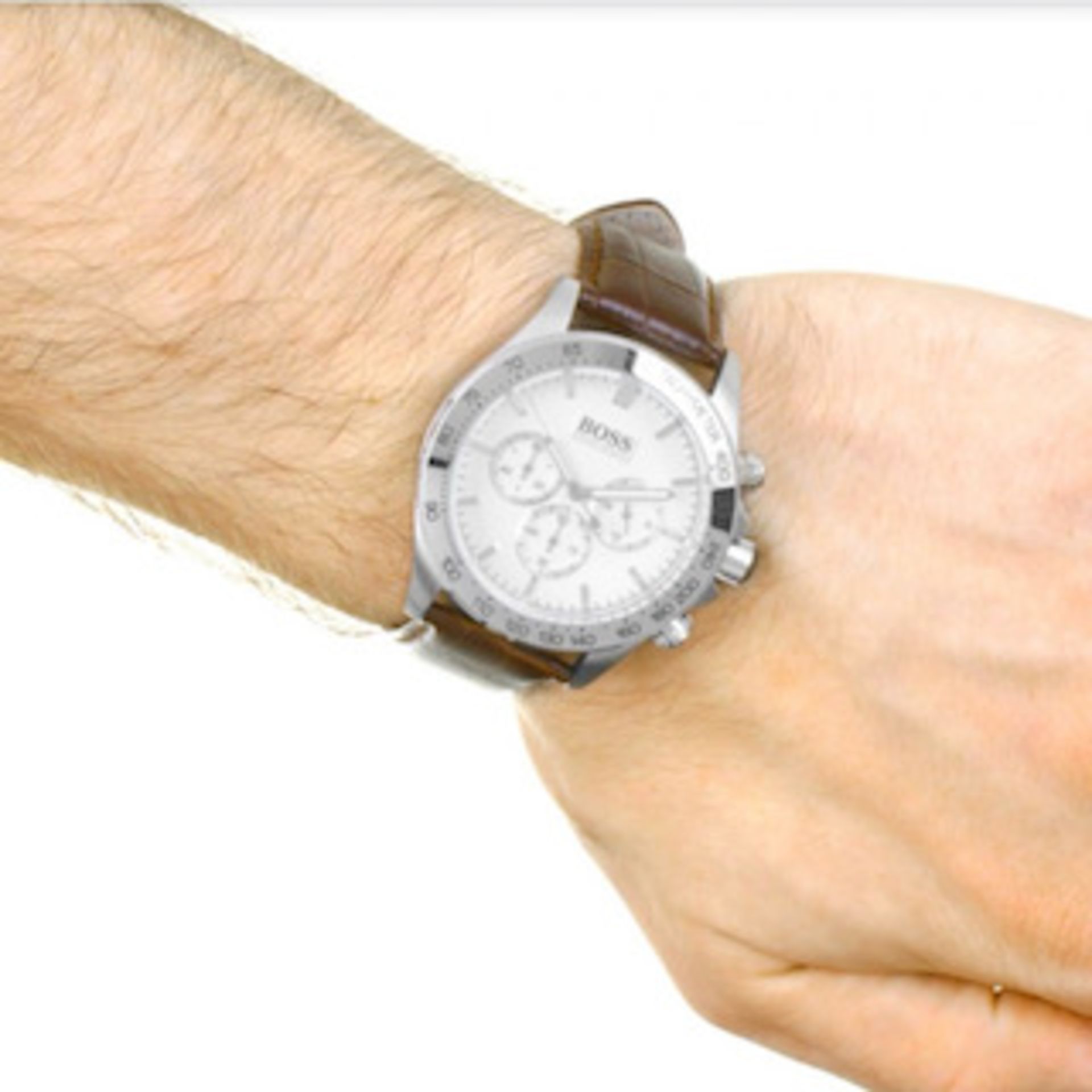 Hugo Boss 1513175 Men's Ikon Brown Leather Strap Chronograph Watch - Image 3 of 6