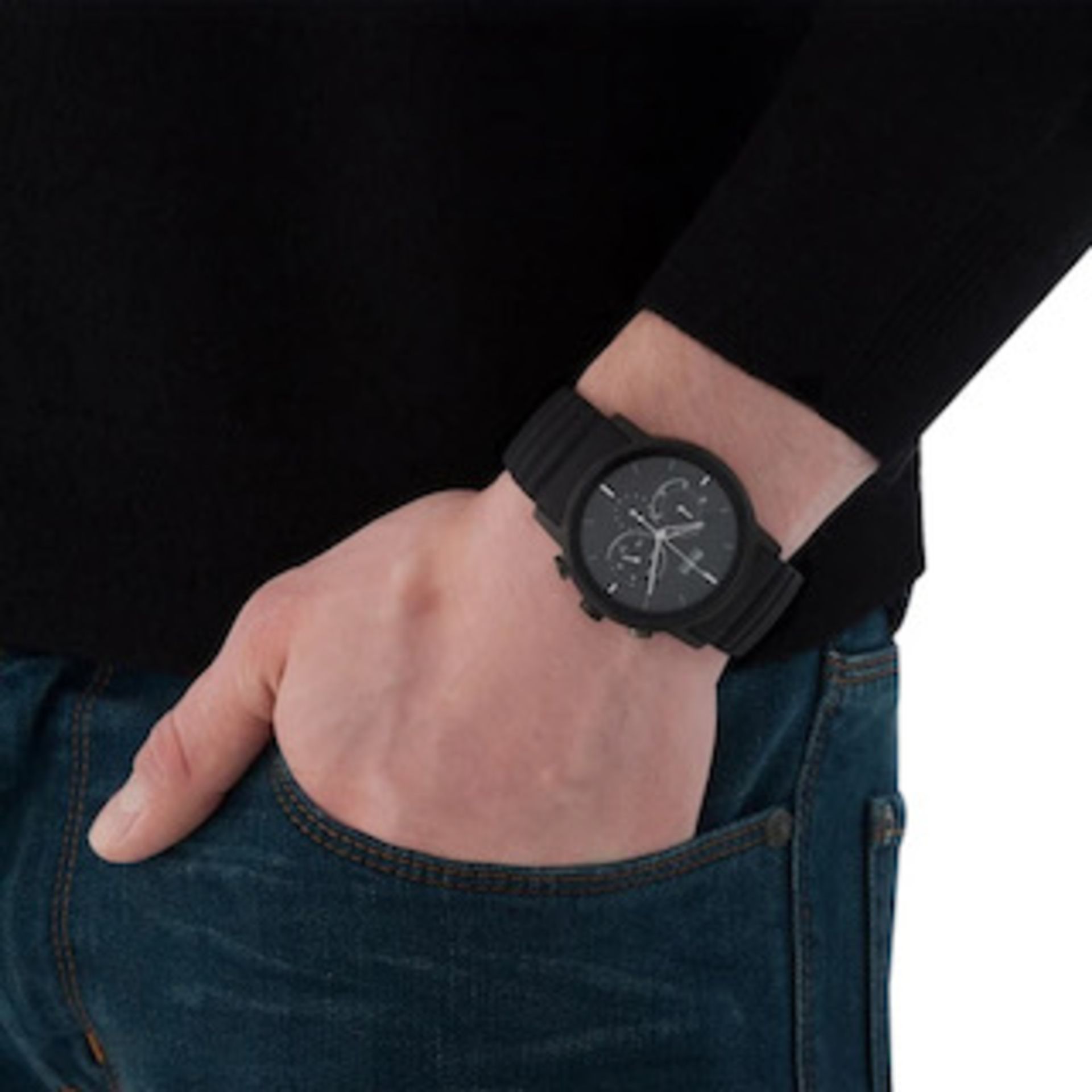 Hugo Boss 1512639 Men's All Black Rubber Strap Quartz Chronograph Watch - Image 7 of 7