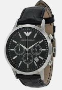 Emporio Armani AR2447 Men's Renato Black Leather Strap Chronograph Watch