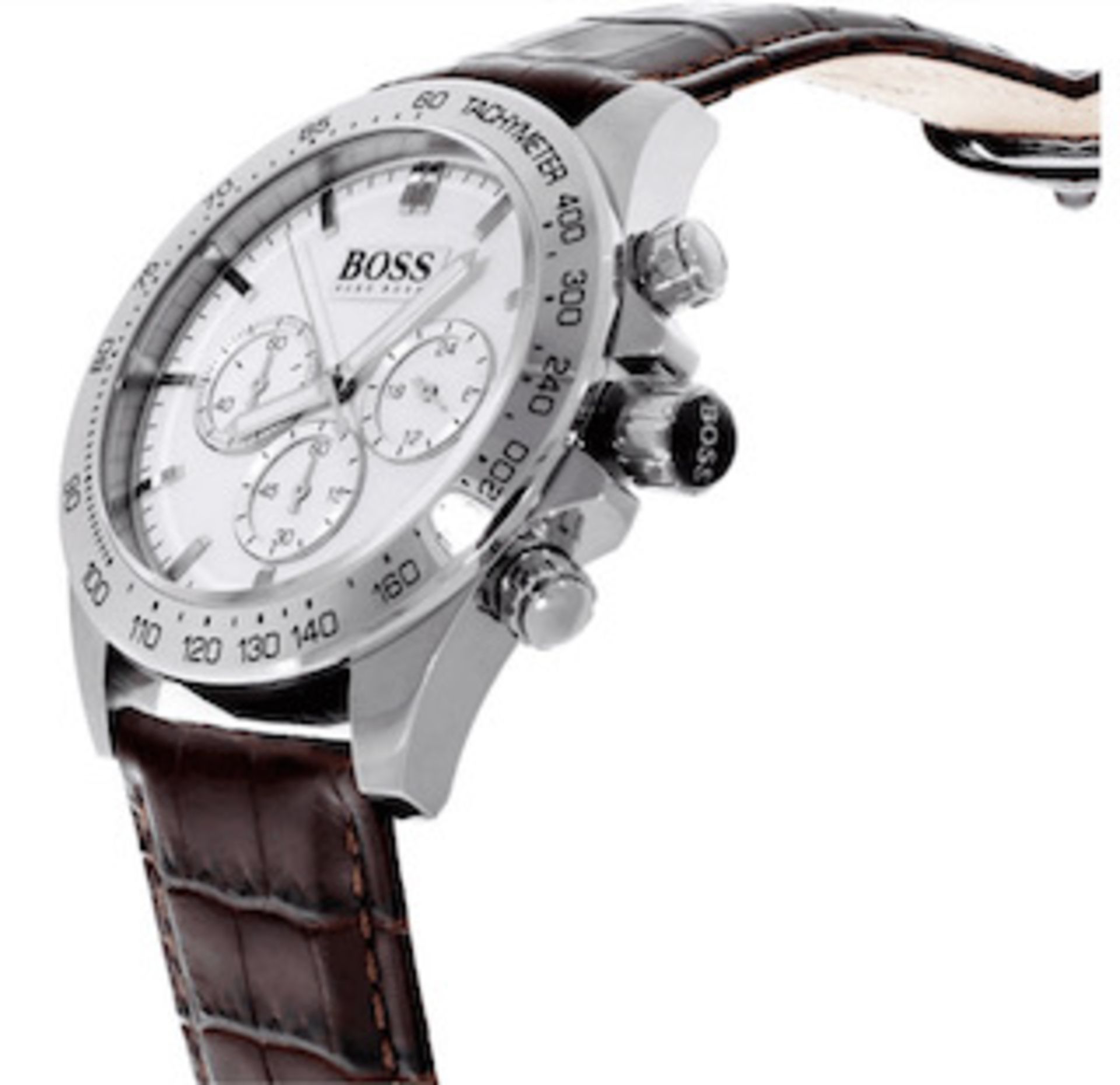 Hugo Boss 1513175 Men's Ikon Brown Leather Strap Chronograph Watch - Image 2 of 6