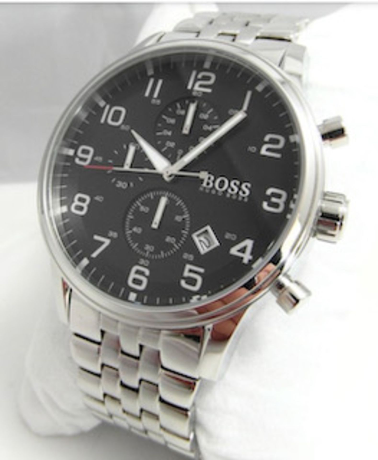 Hugo Boss 1512446 Men's Aeroliner Black Dial Silver Bracelet Chronograph Watch - Image 4 of 6