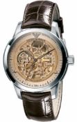 Emporio Armani AR4627 Men's Meccanico Brown Leather Strap Watch