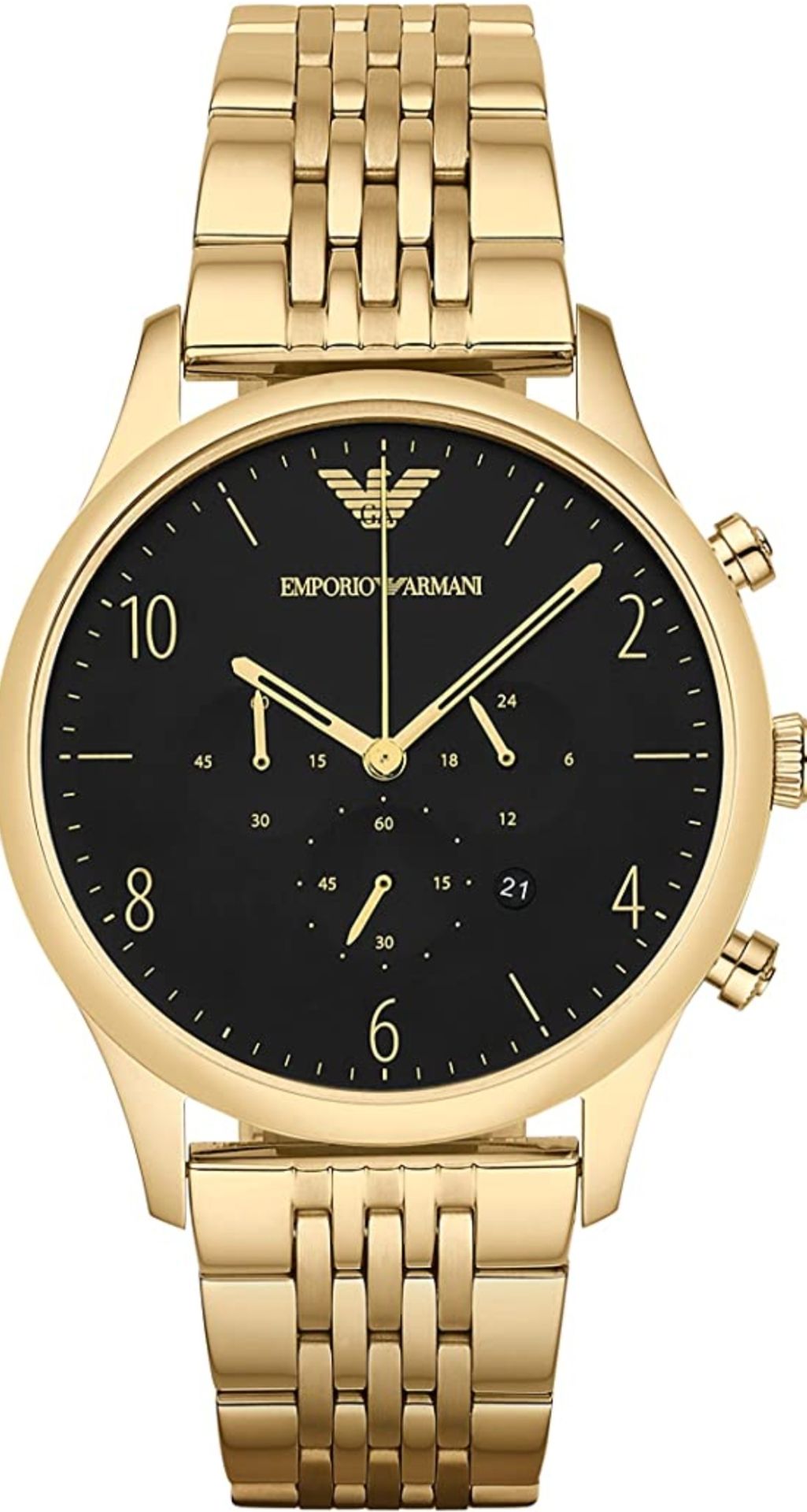 Emporio Armani AR1893 Men's Black Dial Gold Tone Bracelet Quartz Chronograph Watch - Image 4 of 8