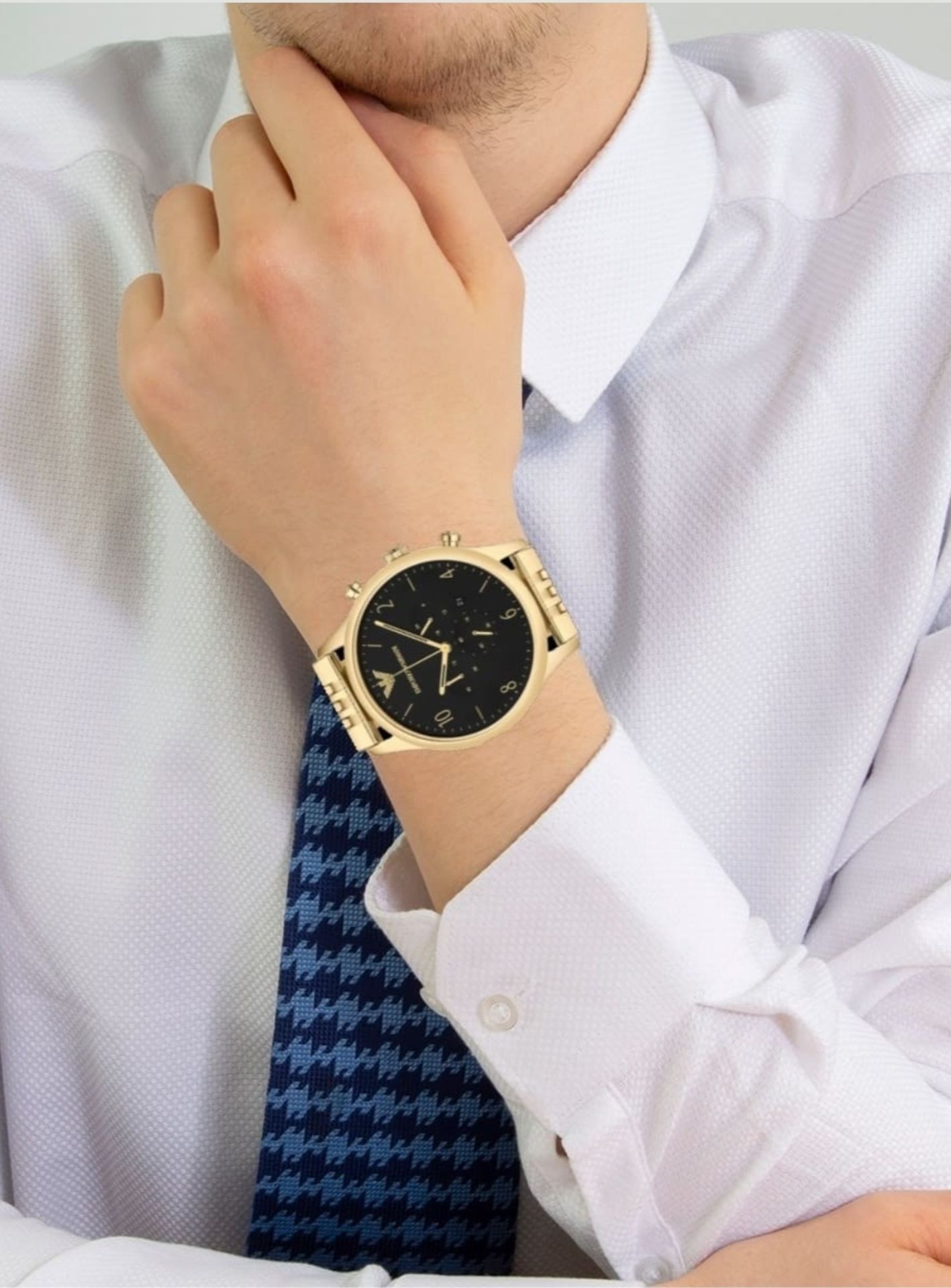 Emporio Armani AR1893 Men's Black Dial Gold Tone Bracelet Quartz Chronograph Watch - Image 2 of 8