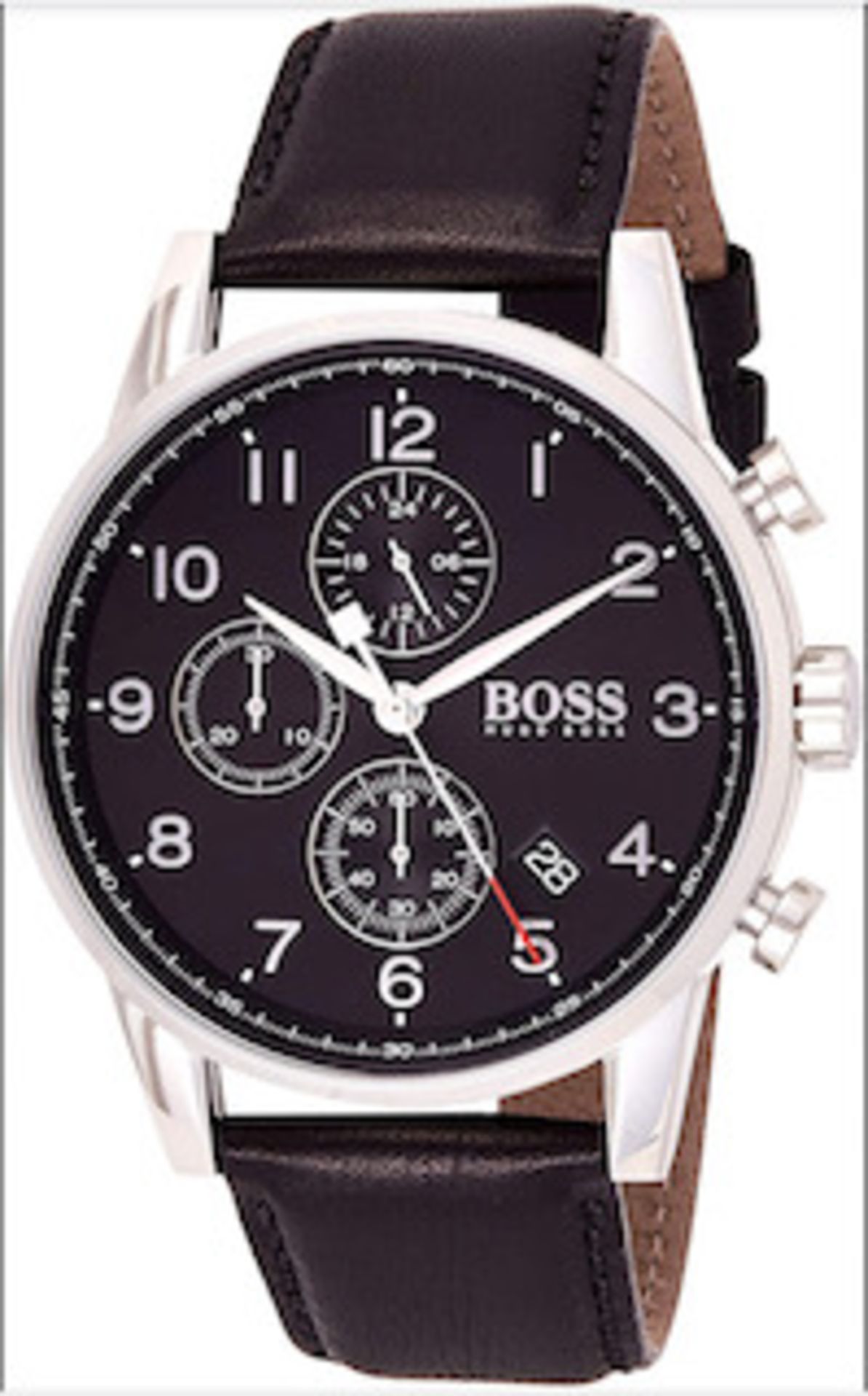 Hugo Boss 1513678 Men's Navigator Black Leather Strap Chronograph Watch - Image 2 of 6