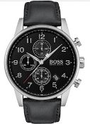 Hugo Boss 1513678 Men's Navigator Black Leather Strap Chronograph Watch