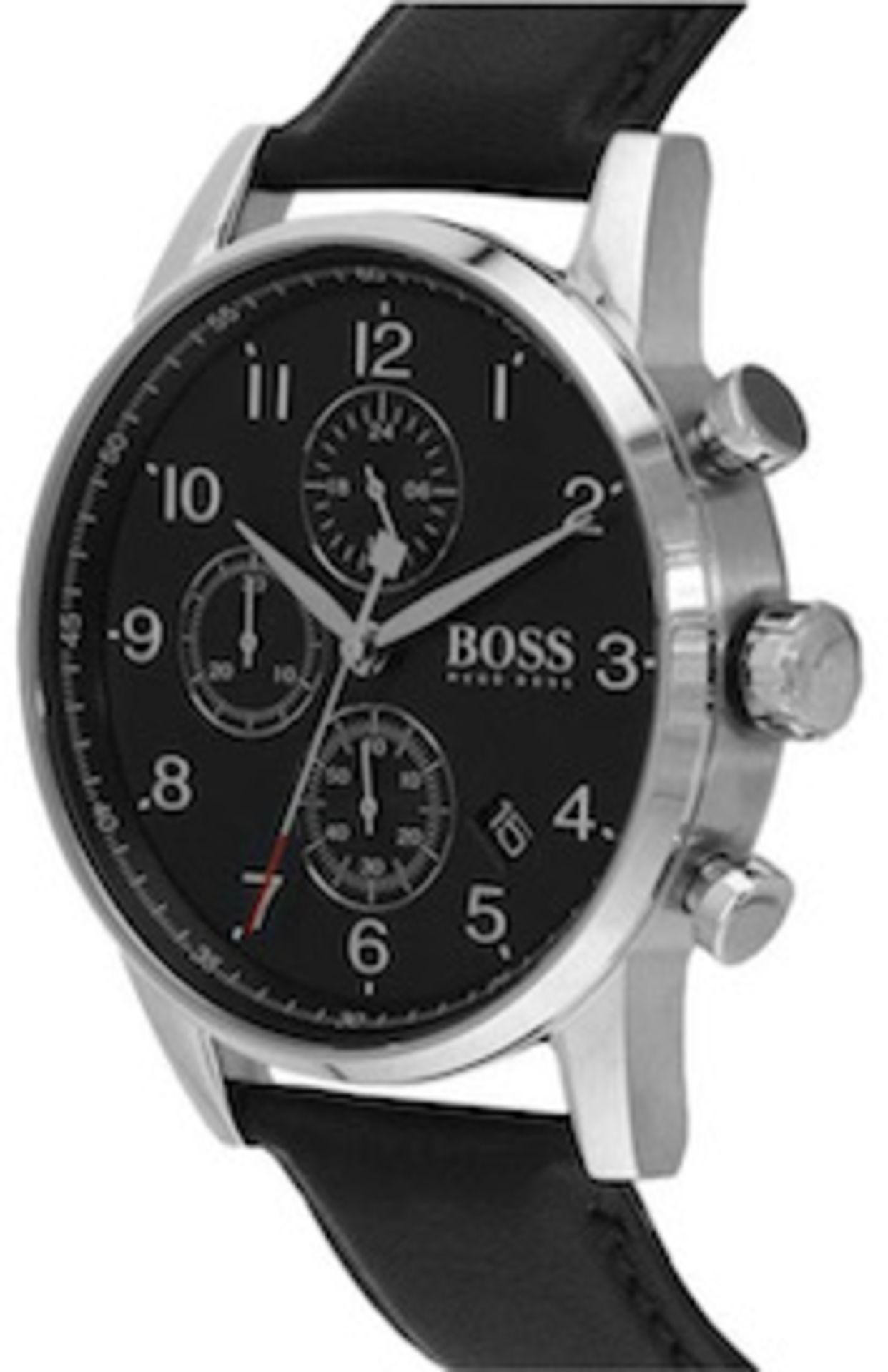 Hugo Boss 1513678 Men's Navigator Black Leather Strap Chronograph Watch - Image 4 of 6