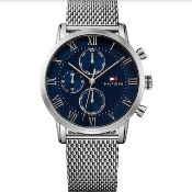 Tommy Hilfiger 1791398 Kane Men's 44mm Silver Mesh Band Chronograph Watch