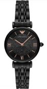 Emporio Armani AR11245 Ladies Black Dial Black Bracelet Quartz Chronograph Watch