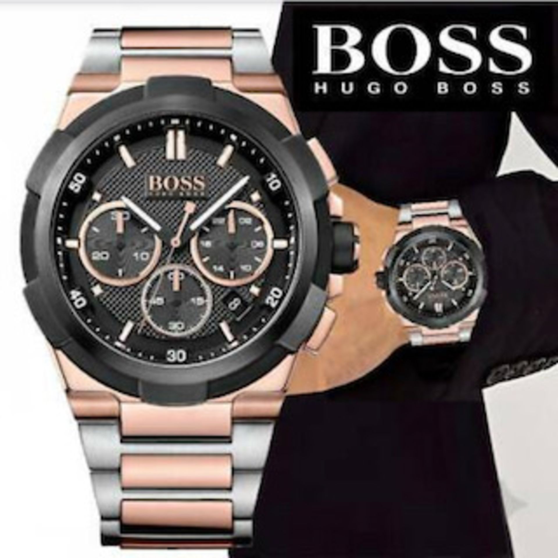 Hugo Boss 1513358 Men's Supernova Rose Gold & Silver Chronograph Watch - Image 2 of 5