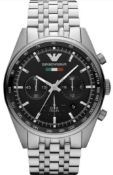 Men's Emporio Armani AR5983 Quartz Black Dial Stainless Steel Chronograph Watch