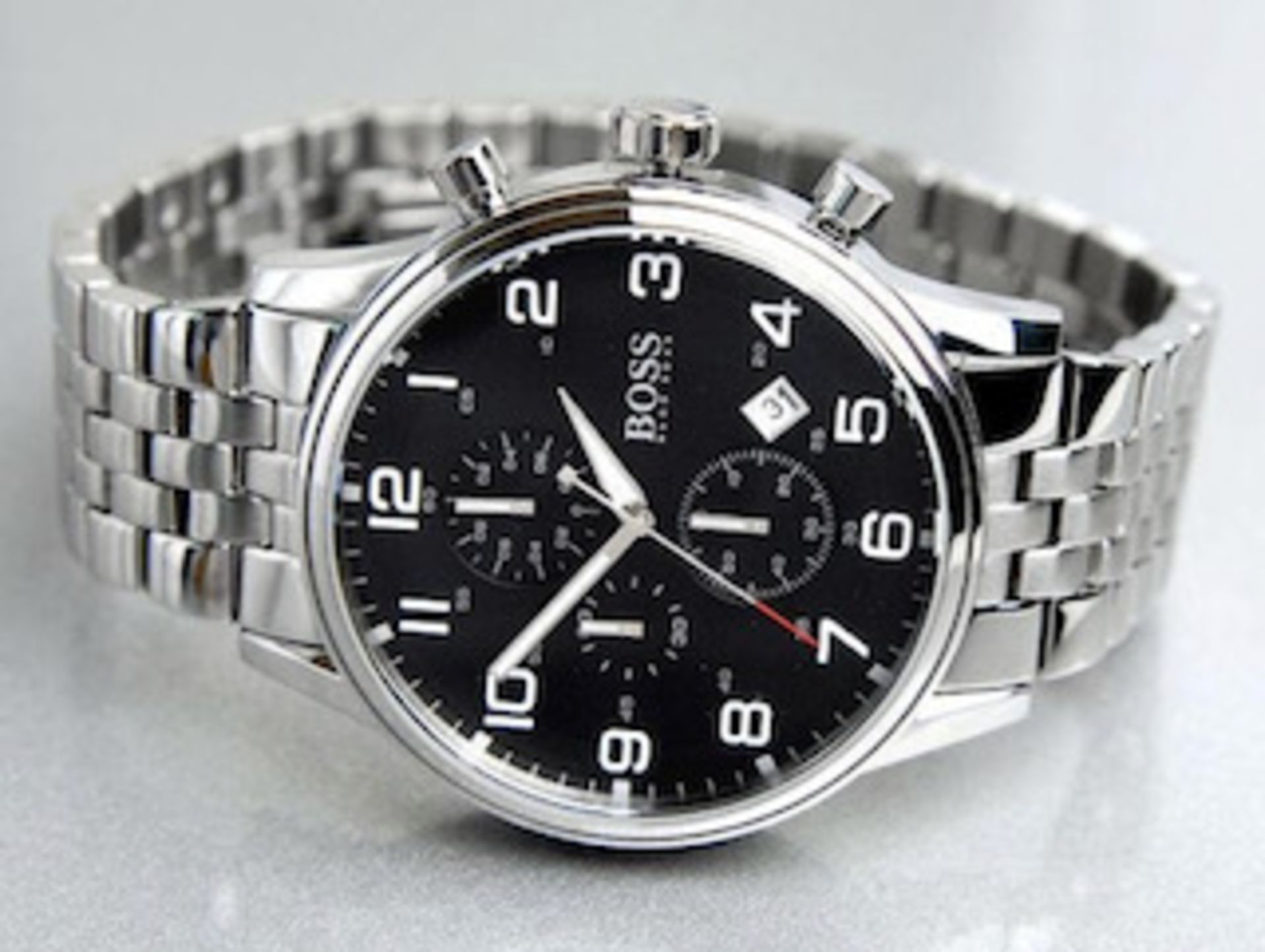 Hugo Boss 1512446 Men's Aeroliner Black Dial Silver Bracelet Chronograph Watch - Image 5 of 6