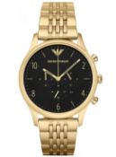 Emporio Armani AR1893 Men's Black Dial Gold Tone Bracelet Quartz Chronograph Watch