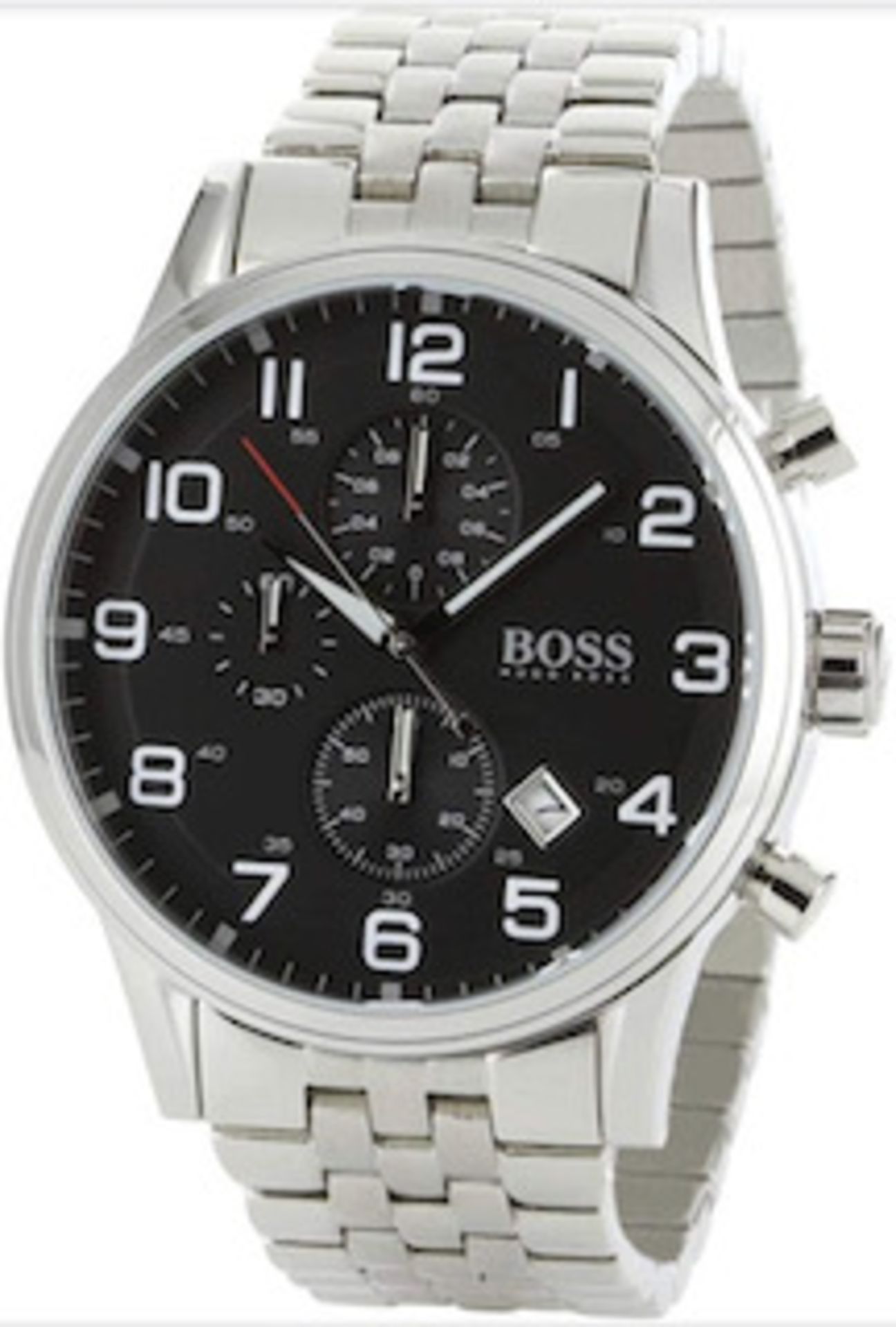 Hugo Boss 1512446 Men's Aeroliner Black Dial Silver Bracelet Chronograph Watch - Image 2 of 6