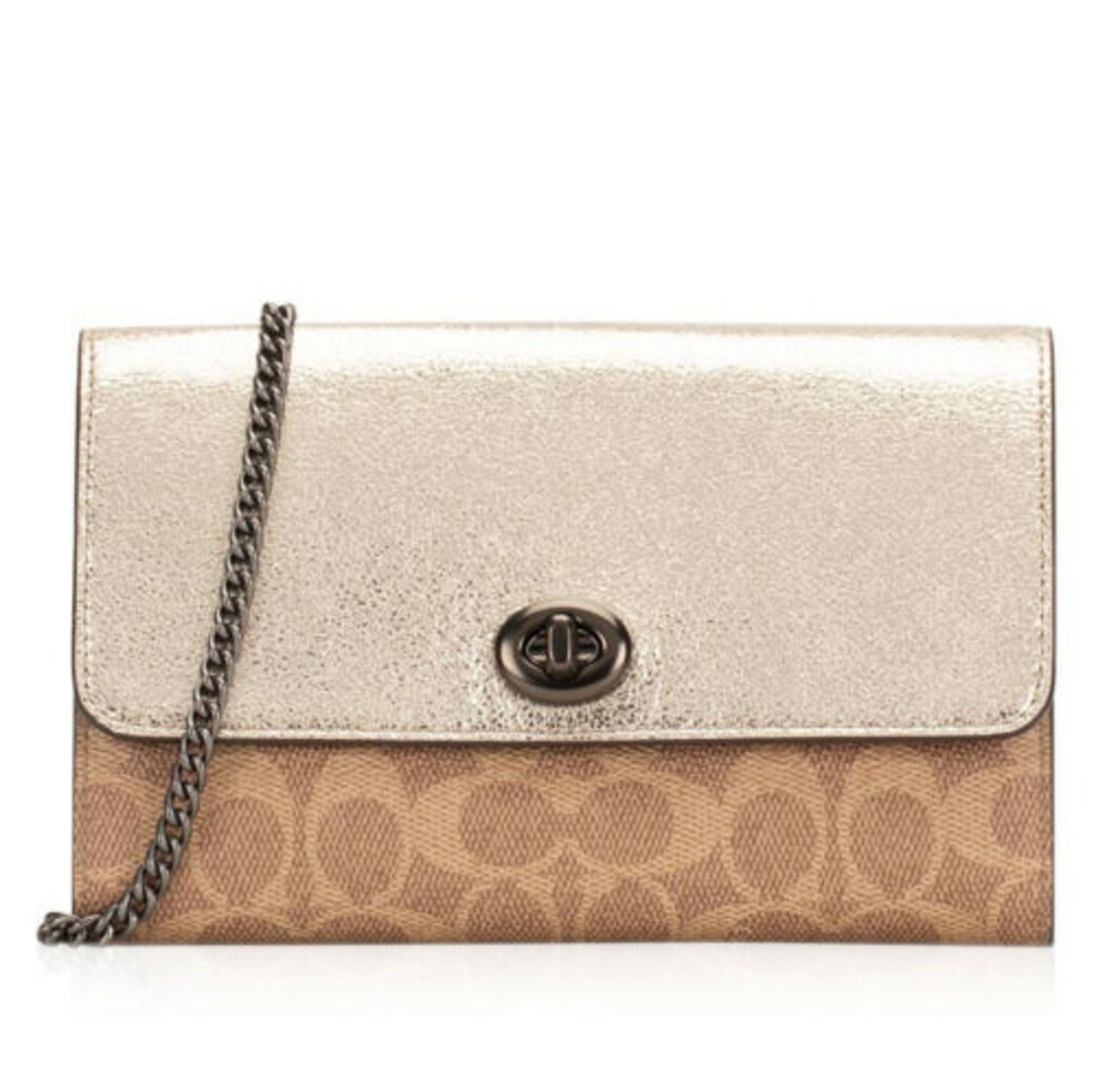 Coach Marlow Turnlock Chain Crossbody Colorblock Signature Canvas Platinum/Tan RRP £195 - Image 2 of 7