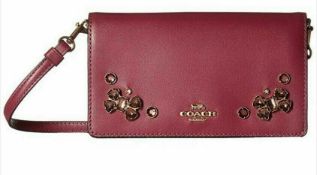 Coach Crystal Applique Slim Phone Crossbody Dark Berry Cross Body Handbags RRP £230