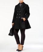 Laundry By Shelli Segal Petite Skirted Wool-Blend Peacoat Black Size S (RRP £108)