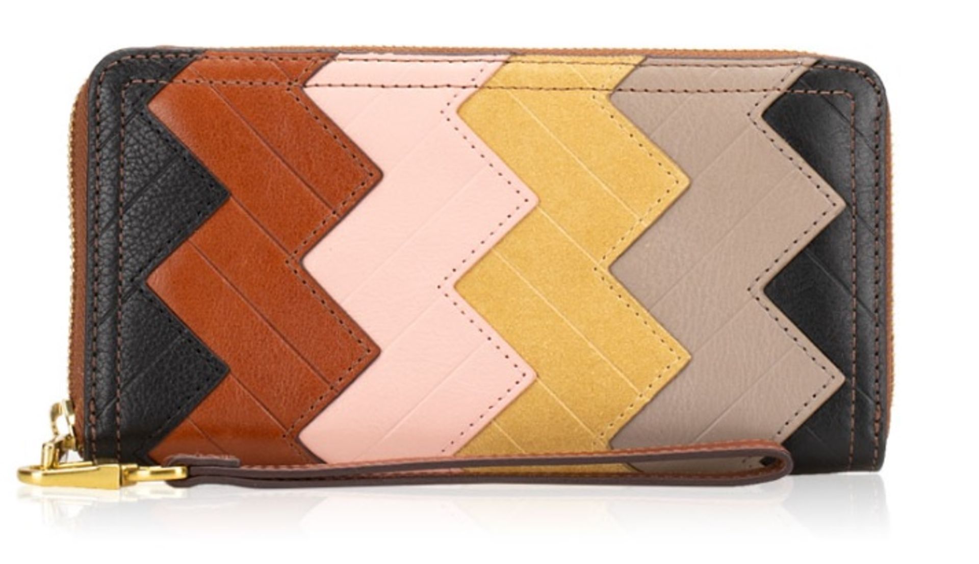 Fossil Logan Zip Around Patchwork Wallet Colour Multi RRP £82