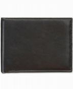 Perry Ellis Men's Wallet Black Manhattan Smooth Leather Bifold Passcase RRP £35