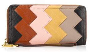 Fossil Logan Zip Around Patchwork Wallet Colour Multi RRP £82