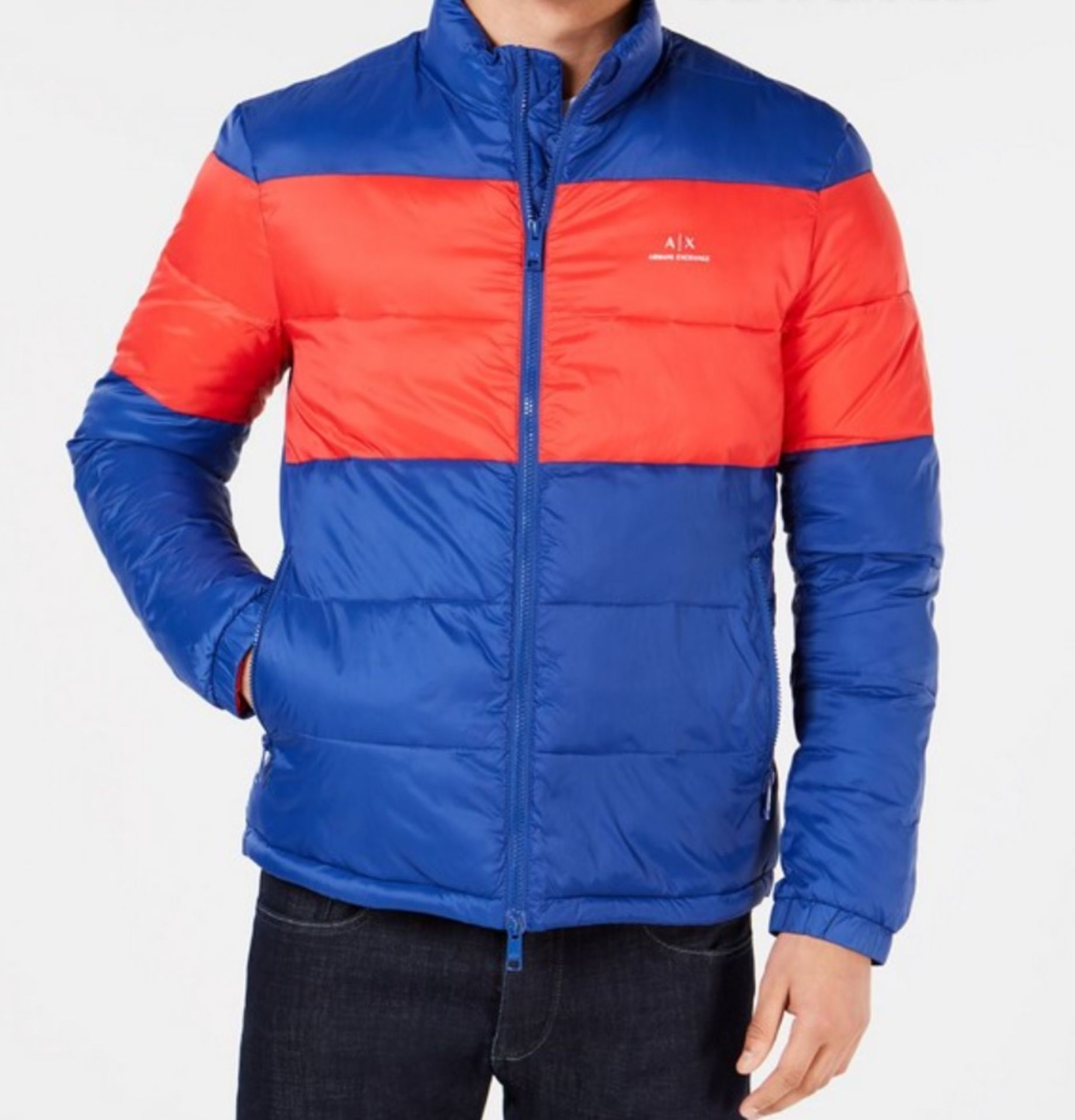 Ax Armani Exchange Men's Colorblocked Puffer Jacket UK Size S Blue (RRP £152) - Image 3 of 3