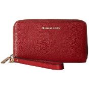 Michael Kors Flat Multi-Function Large Leather Smartphone Wristlet Colour Maroon RRP £105