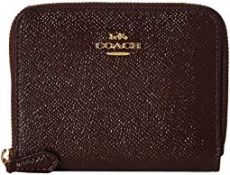 Coach Zip-Around Small Patent Leather Wallet Oxblood/Gold RRP £85