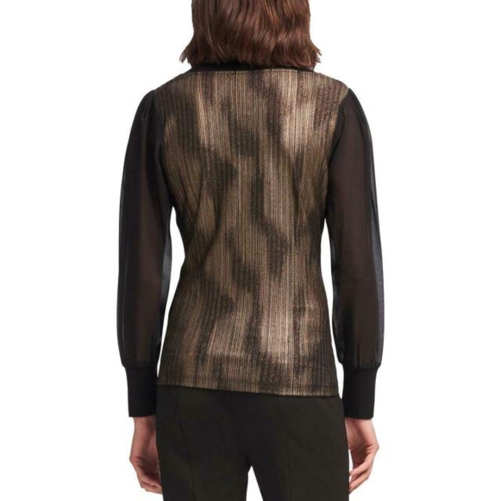 Dkny Womens Black Metallic Crew Neck Long Sleeves Blouse Top Size - S, RRP £365 - Image 2 of 2