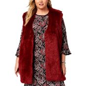Michael Kors Women's Plus Faux Fur Mid-Length Vest UK 24 Colour Red RRP £144