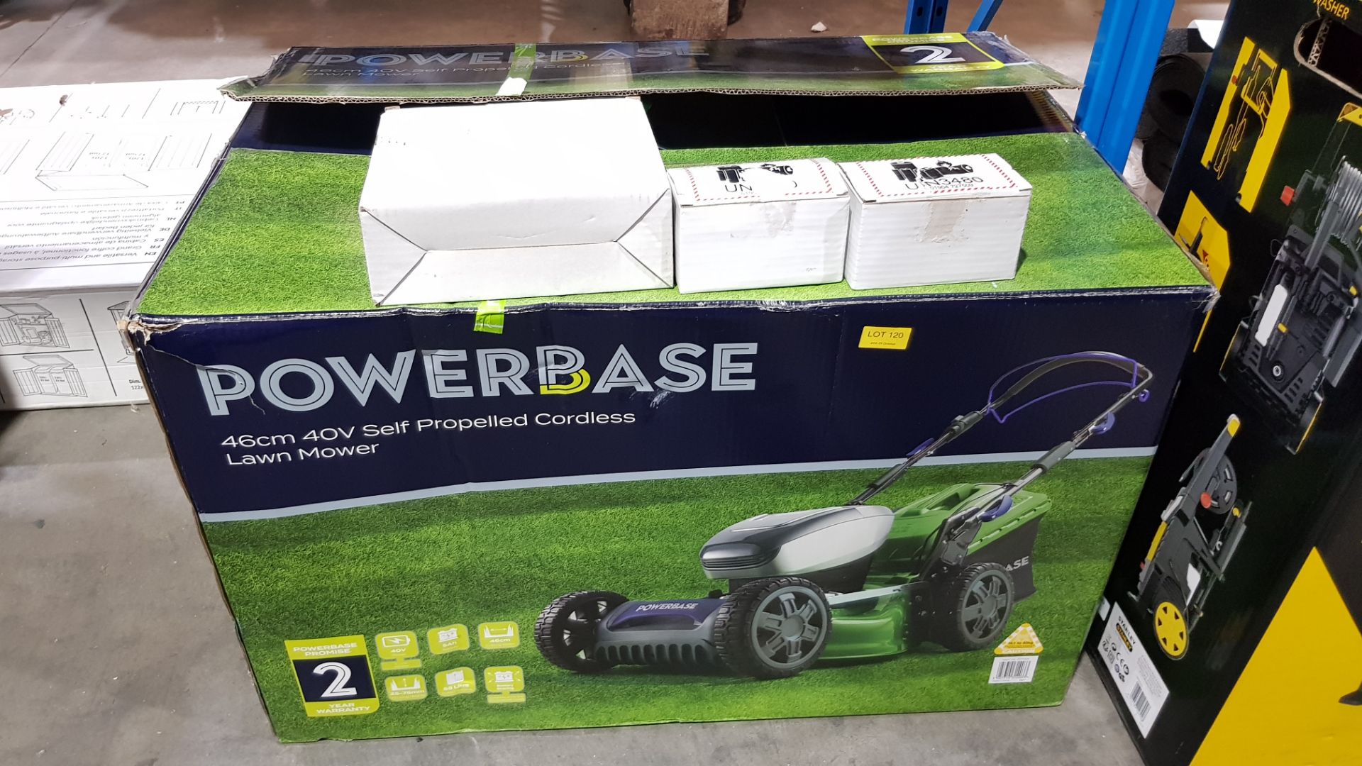 (7L) 1x Powerbase 46cm 40V Self Propelled Cordless Lawn Mower RRP £349. (With 2x Battery & 1x Dual - Image 3 of 3