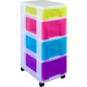 (P2) 1x Mobile Storage Tower With 4 Drawers RRP £40.