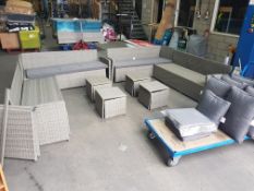(P) Grey Rattan Garden Furniture Set (No Fixings)