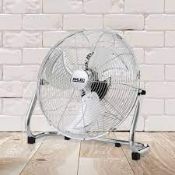(13D) 1x Arlec 18” High Velocity Fan Chrome 100W RRP £45. (New, Sealed Item With Box Damage).