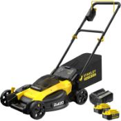 (P2) 2x Stanley FatMax V20 36V (2x 18V) 51cm Brushless Cordless Lawnmower RRP £399. (Unit Appears