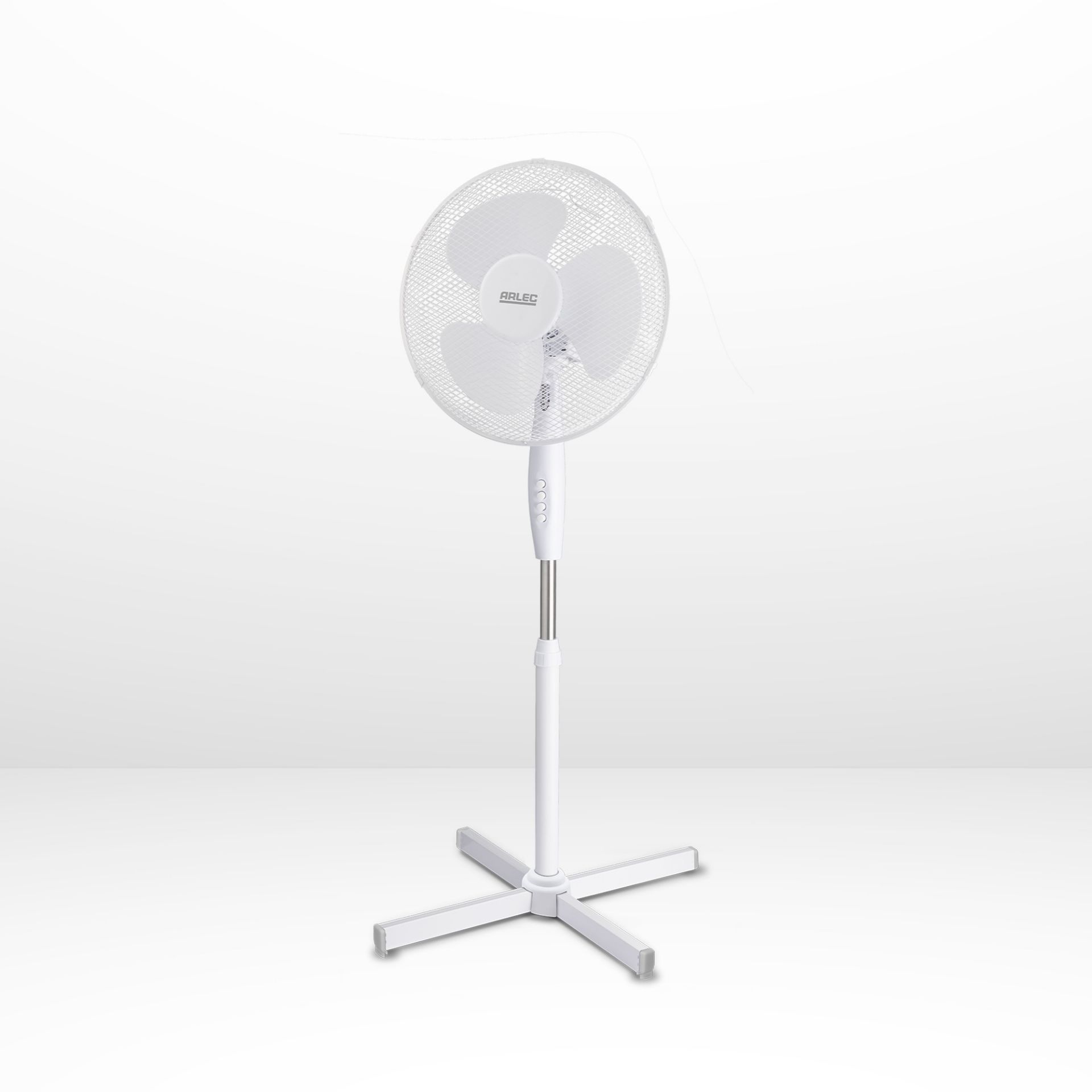 (4O) 3x Arlec Items. 2x 12” White 3 Blade Desk Fan. 1x 16” 3 Blade White Pedestal Fan With Oscilla - Image 2 of 3