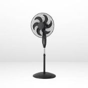 (4P) 3x Arlec 18” 6 Blade Black Pedestal Fan With Remote Control RRP £45 Each. (All Units As New, B