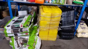 (4J) Contents Of Bay. To Include A Large Quantity Of Yellow & Black Storage Box Lids. 1x Keter City