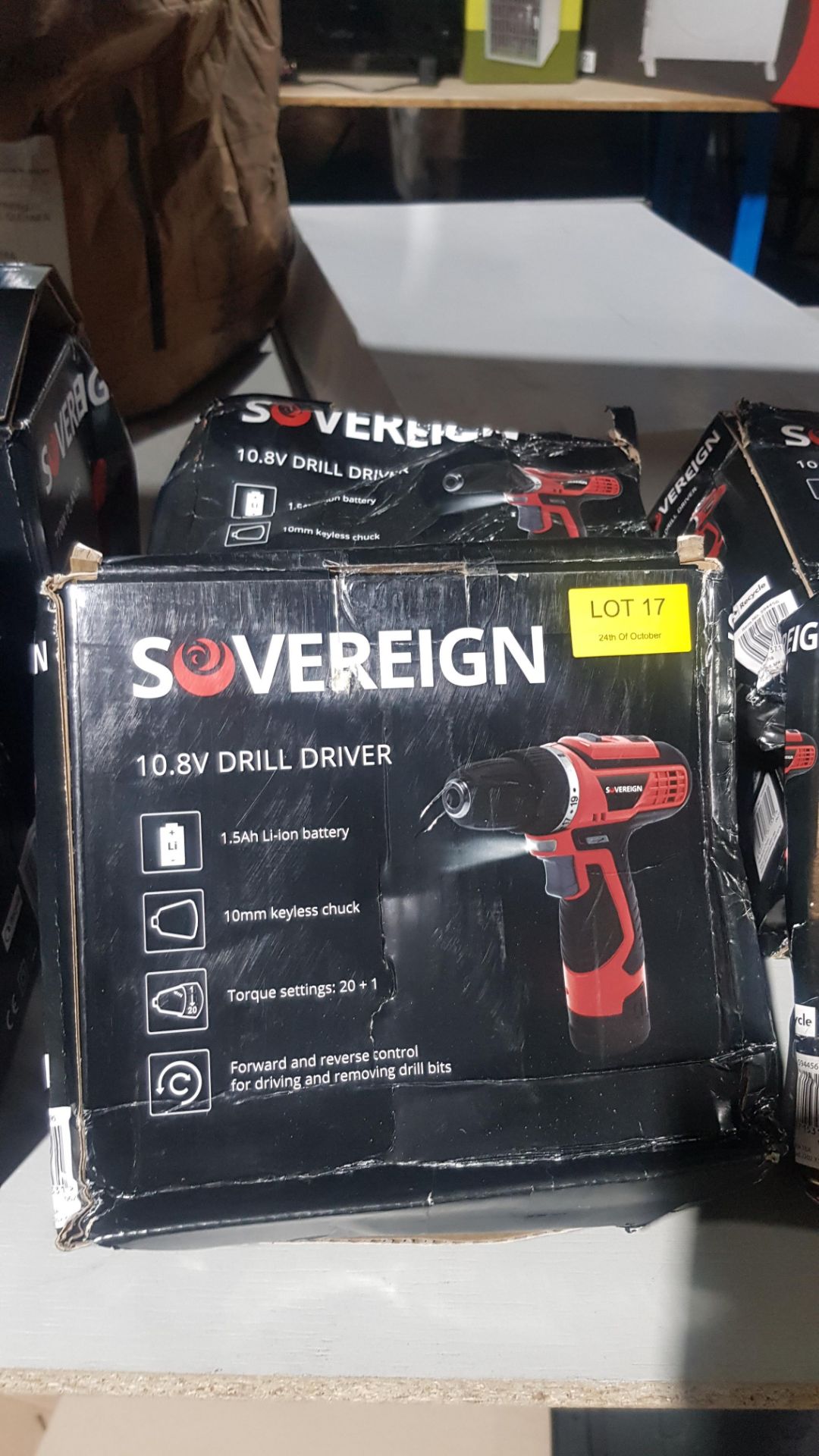 (7O) 3x Sovereign 10.8V Drill Driver RRP £30 Each. (Contents As New, Damaged Box) - Image 2 of 2