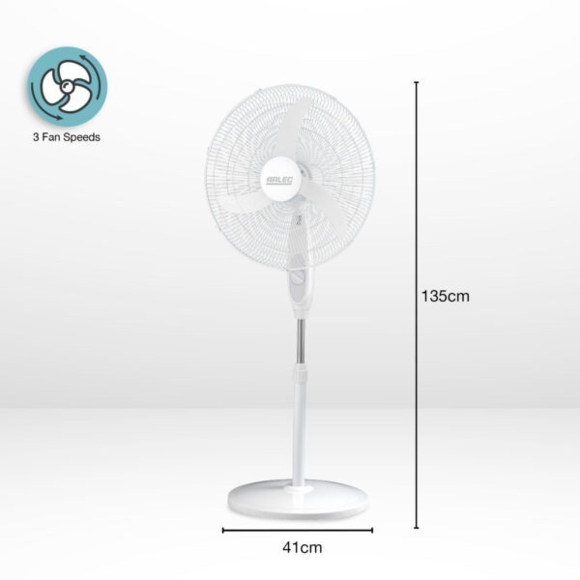 (4P) 2x Arlec 50cm 3 Blade Pedestal Fan White With Oscillation. (All Units As New, But With Box Dam - Image 2 of 3