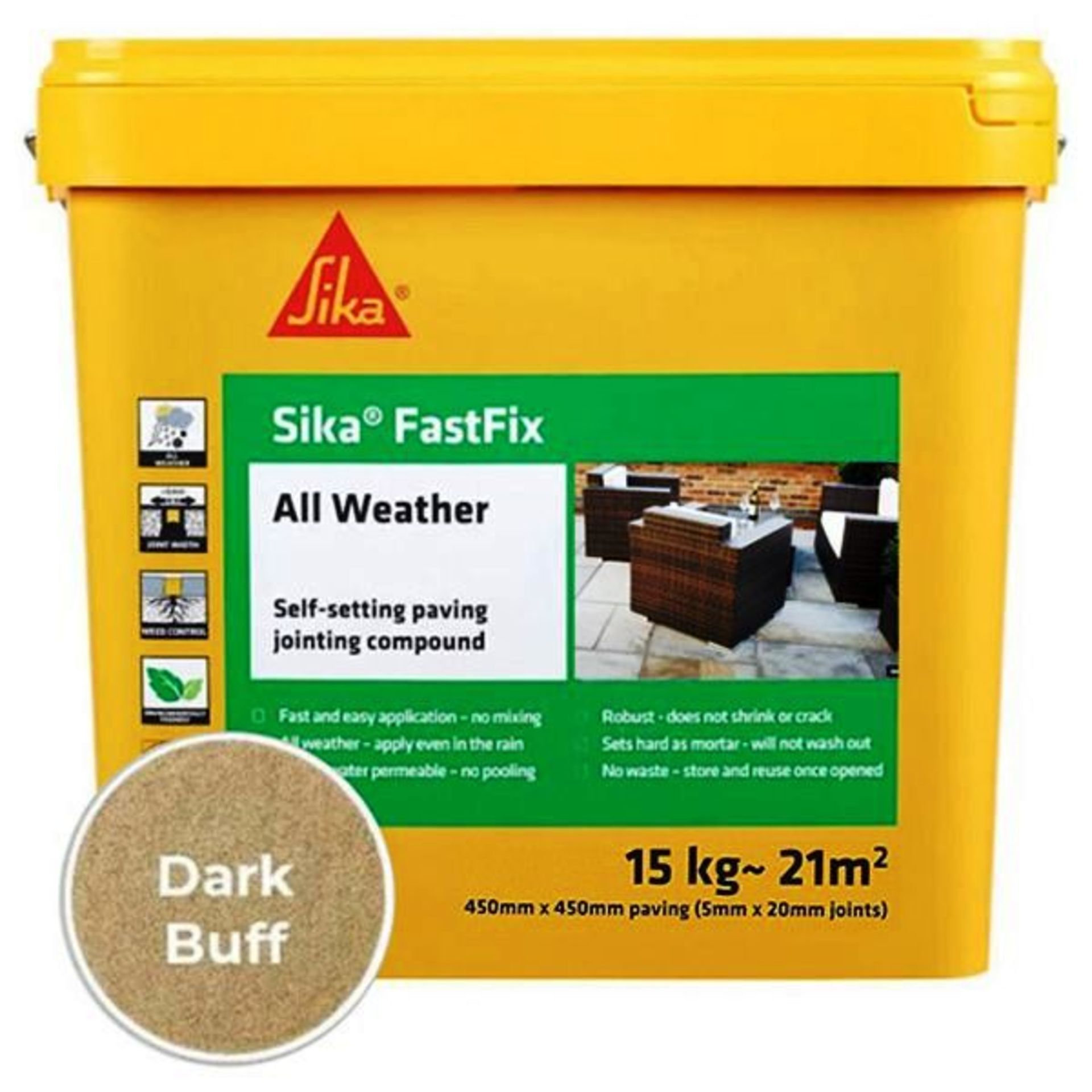 4 x 15 Kilo Sika Fast Fix All Weather Self Setting Jointing Compound Dark Buff. Currently In Date.