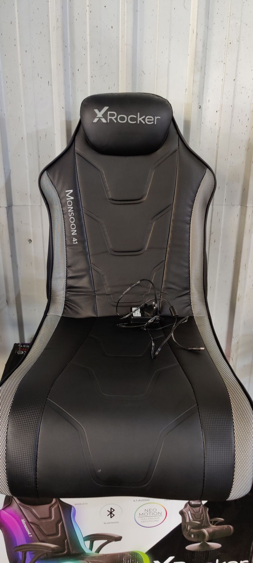 (P1) 1x X-Rocker Monsoon RGB 4.1 Audio Pedestal Gaming Chair RRP £269. Gaming Chair And Power Cable - Image 3 of 4