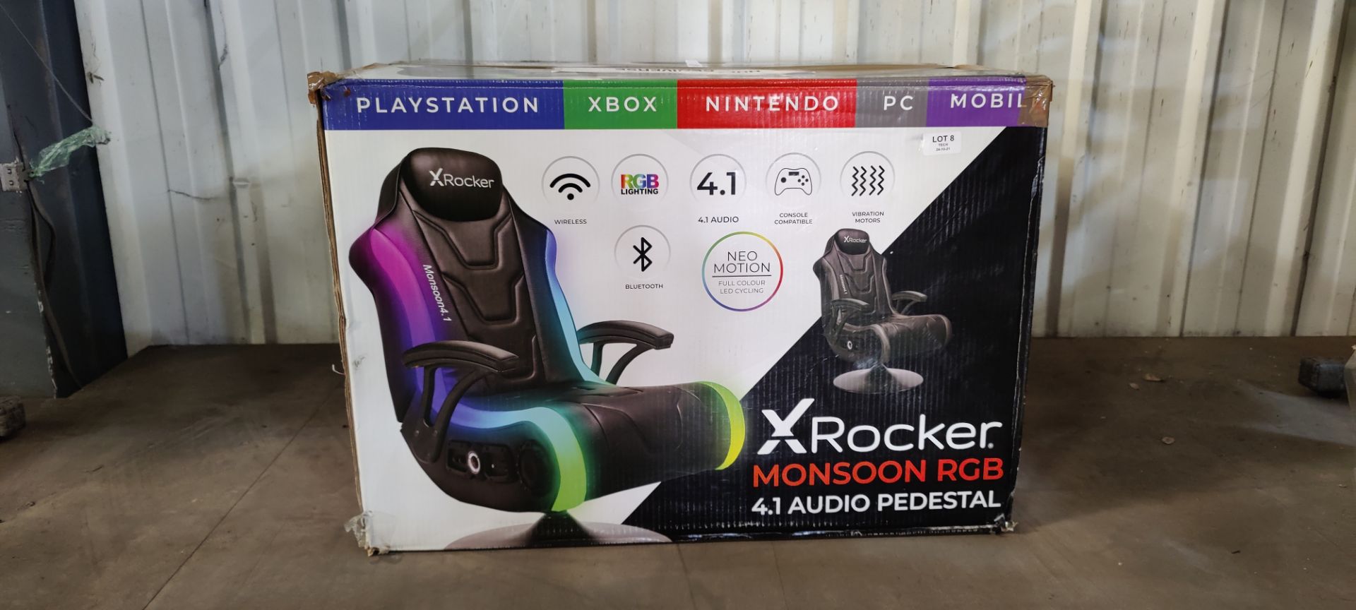 (P1) 1x X-Rocker Monsoon RGB 4.1 Audio Pedestal Gaming Chair RRP £269. No Cables, No Fixings. Item - Image 2 of 3