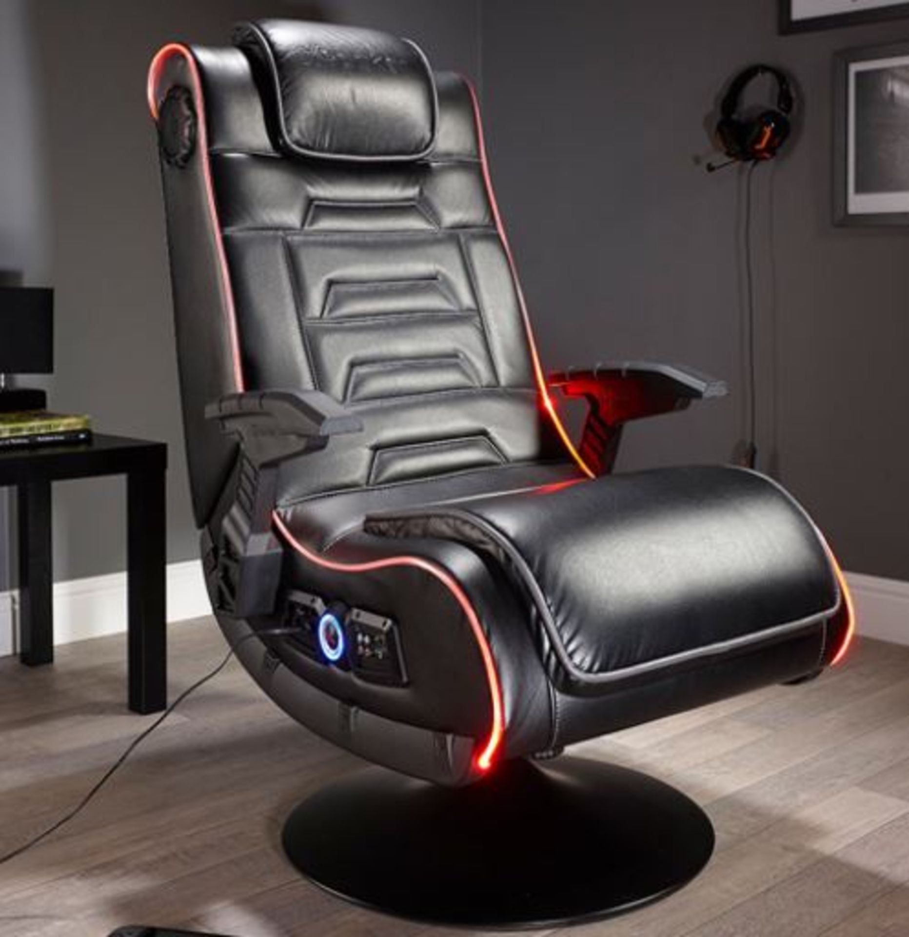 (P2) X-Rocker Evo Pro 4.1 Multimedia LED Gaming Chair RRP £299. Unit Missing One Arm and Fixings. I