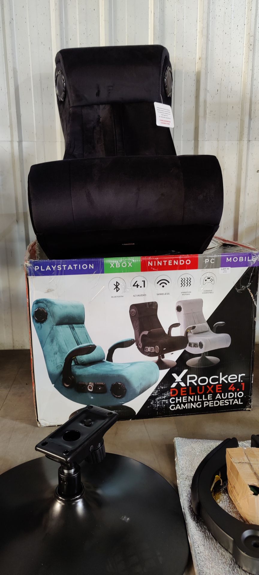 (P2) X-Rocker Deluxe 4.1 Chenille Audio Gaming Pedestal Chair RRP £229. Unit Appears Complete. It - Image 2 of 5