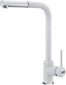 Franke Sirius Side Pull-Out HP Kitchen Sink Tap In White And Chrome. KO012. RRP £110. Appears Compl