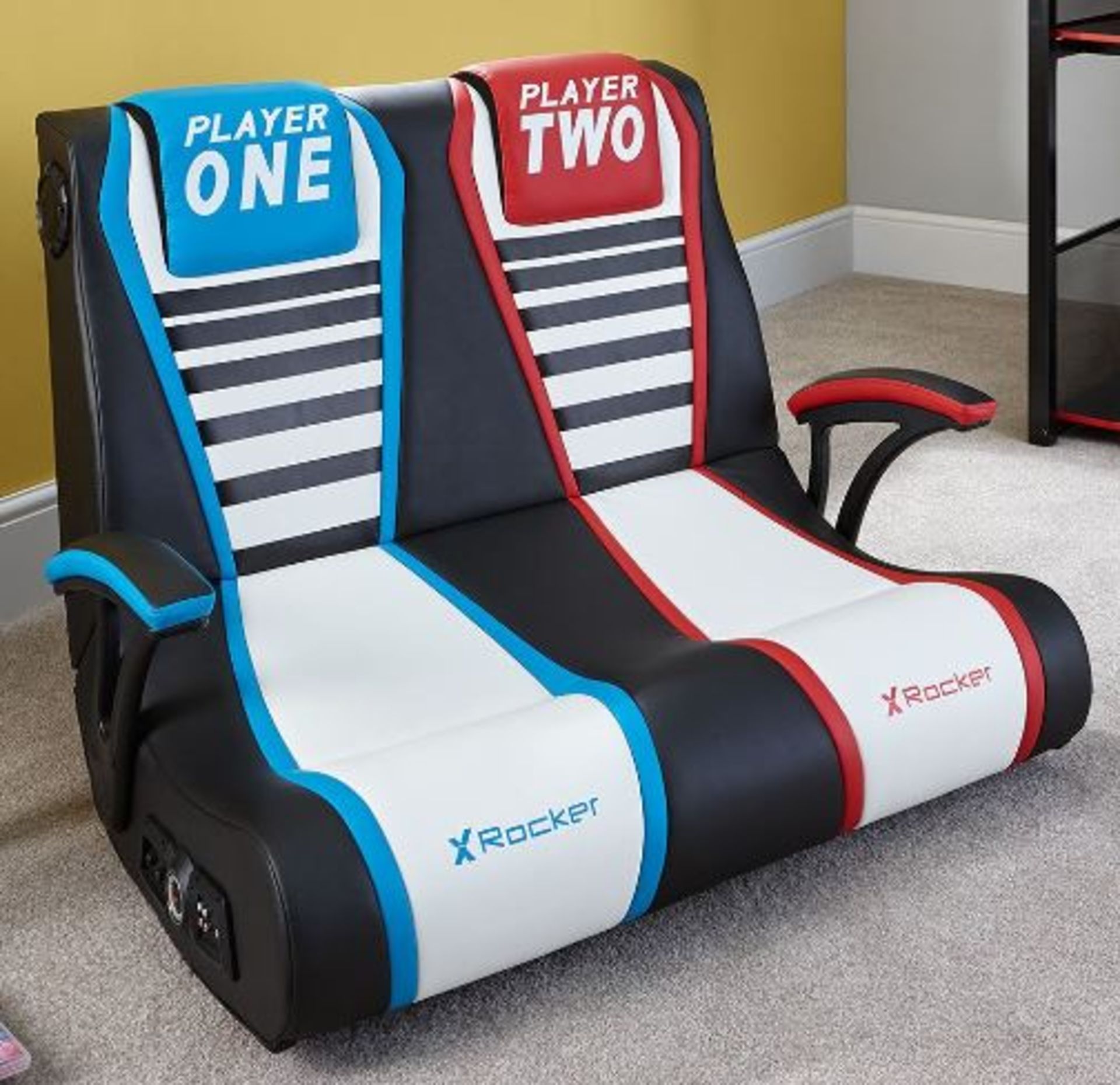 (P5) 1x X-Rocker Duel Rivals Double Wide Gaming Floor Rocker RRP £199. Contents Appear As New, In O