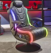 (P1) 1x X-Rocker Monsoon RGB 4.1 Audio Pedestal Gaming Chair RRP £269. Gaming Chair And Power Cable