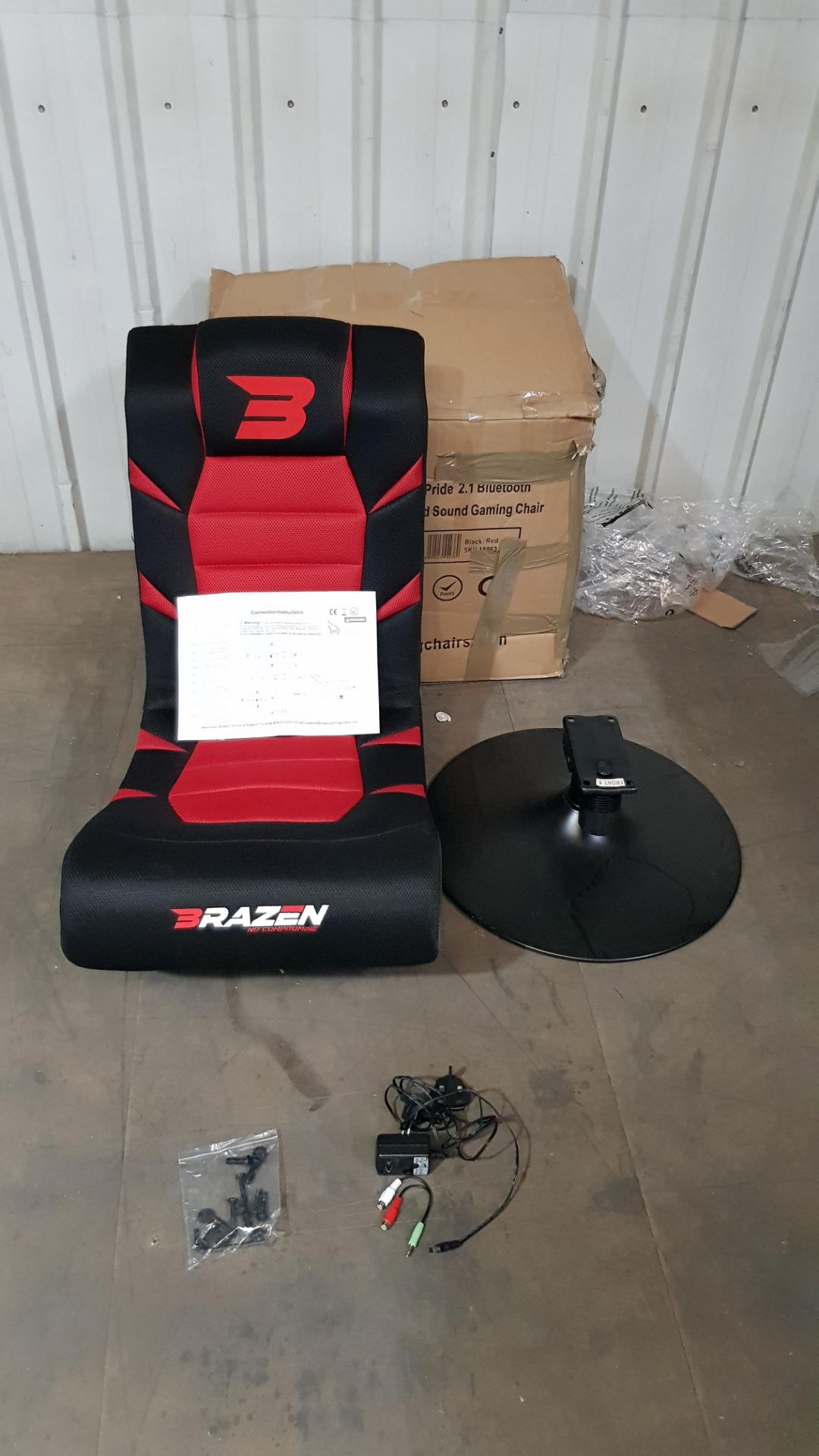 (P4) 1x Brazen Pride 2.1 Bluetooth Gaming Chair RRP £159.99. Chair Body, Pedestal , Cables And Loo - Image 2 of 4